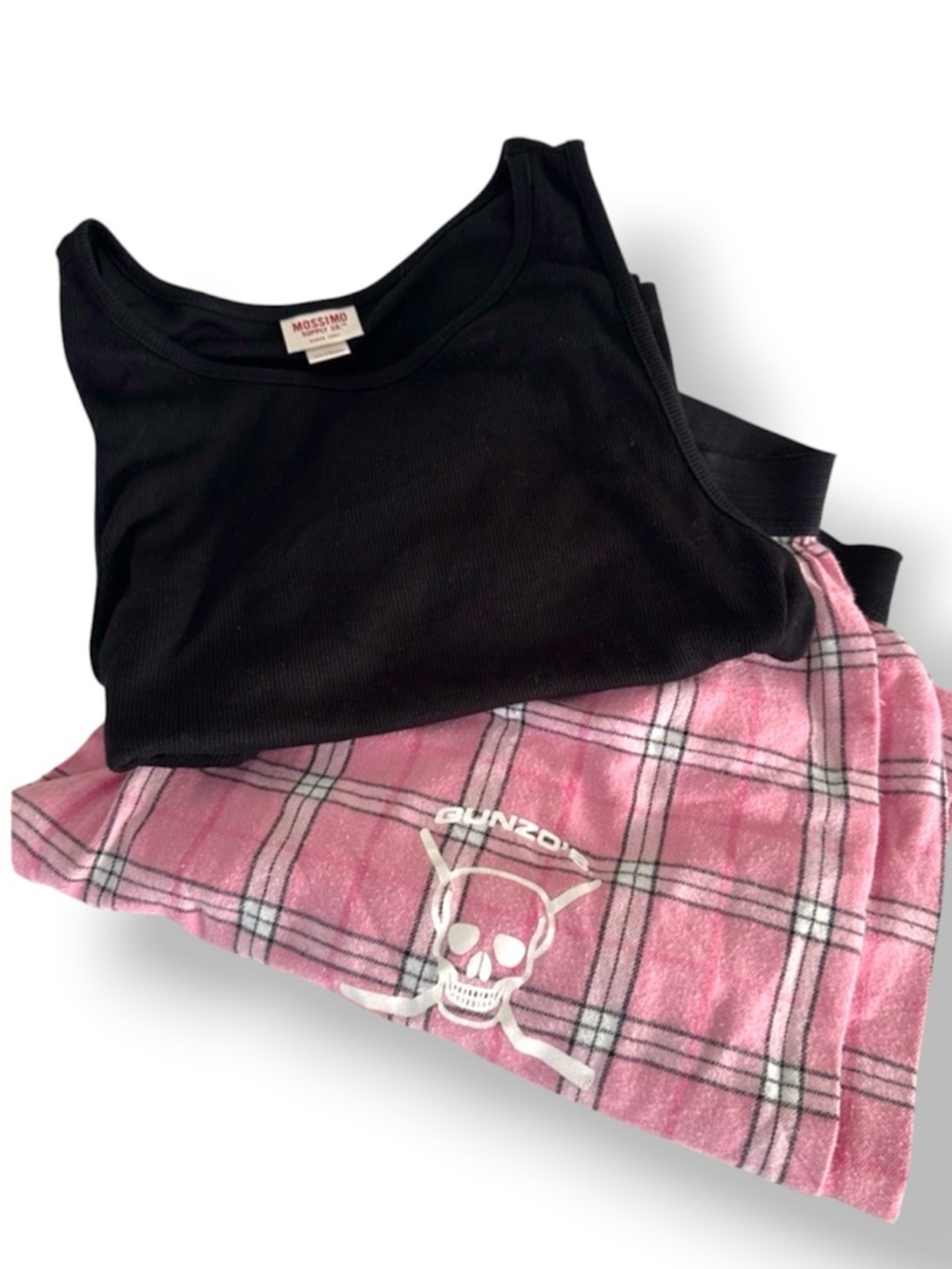 Loungewear flannel pj bottoms with top